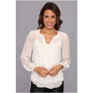 Lilly Pulitzer Colby Top Crinkle Clip Dot Silk Jacquard Resort White Size Large